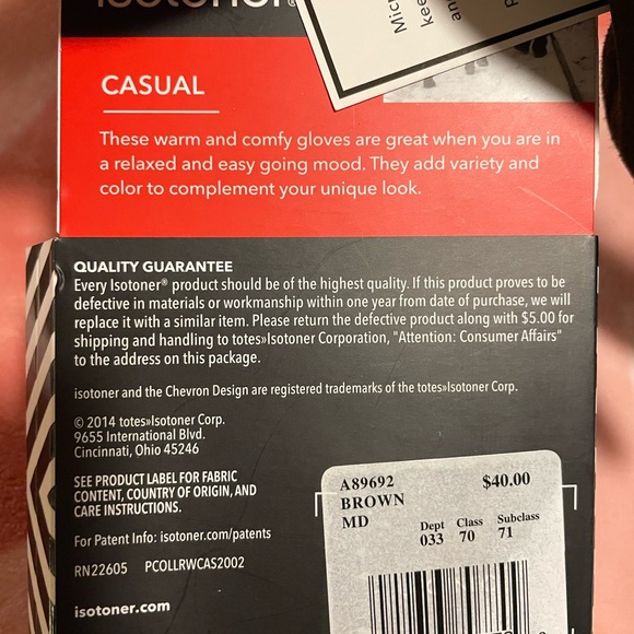 New Brown Leather Isotoner Gloves - Sz M - Picture 6 of 7